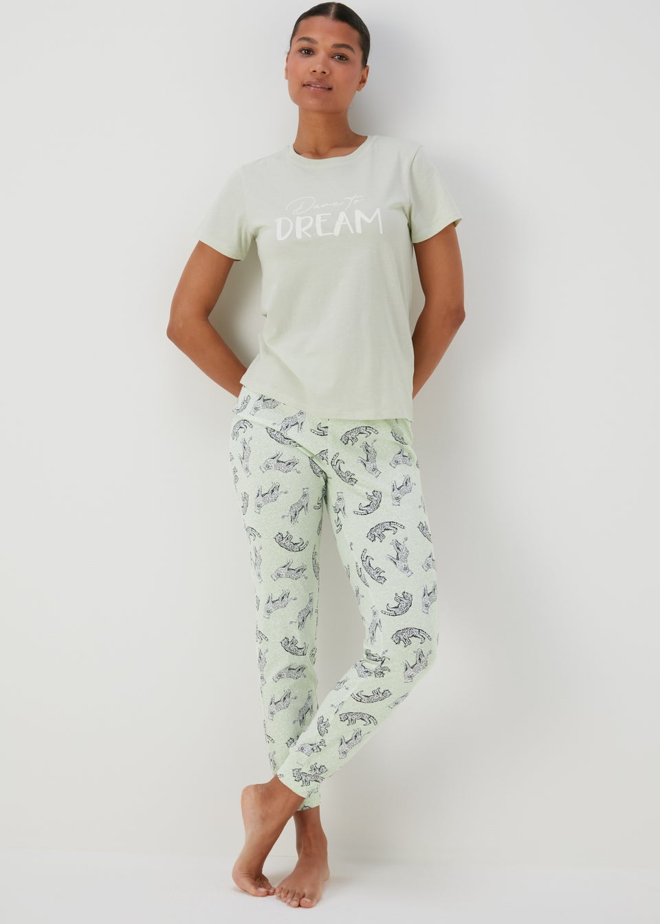 Sage Animal Print Pyjama Trousers