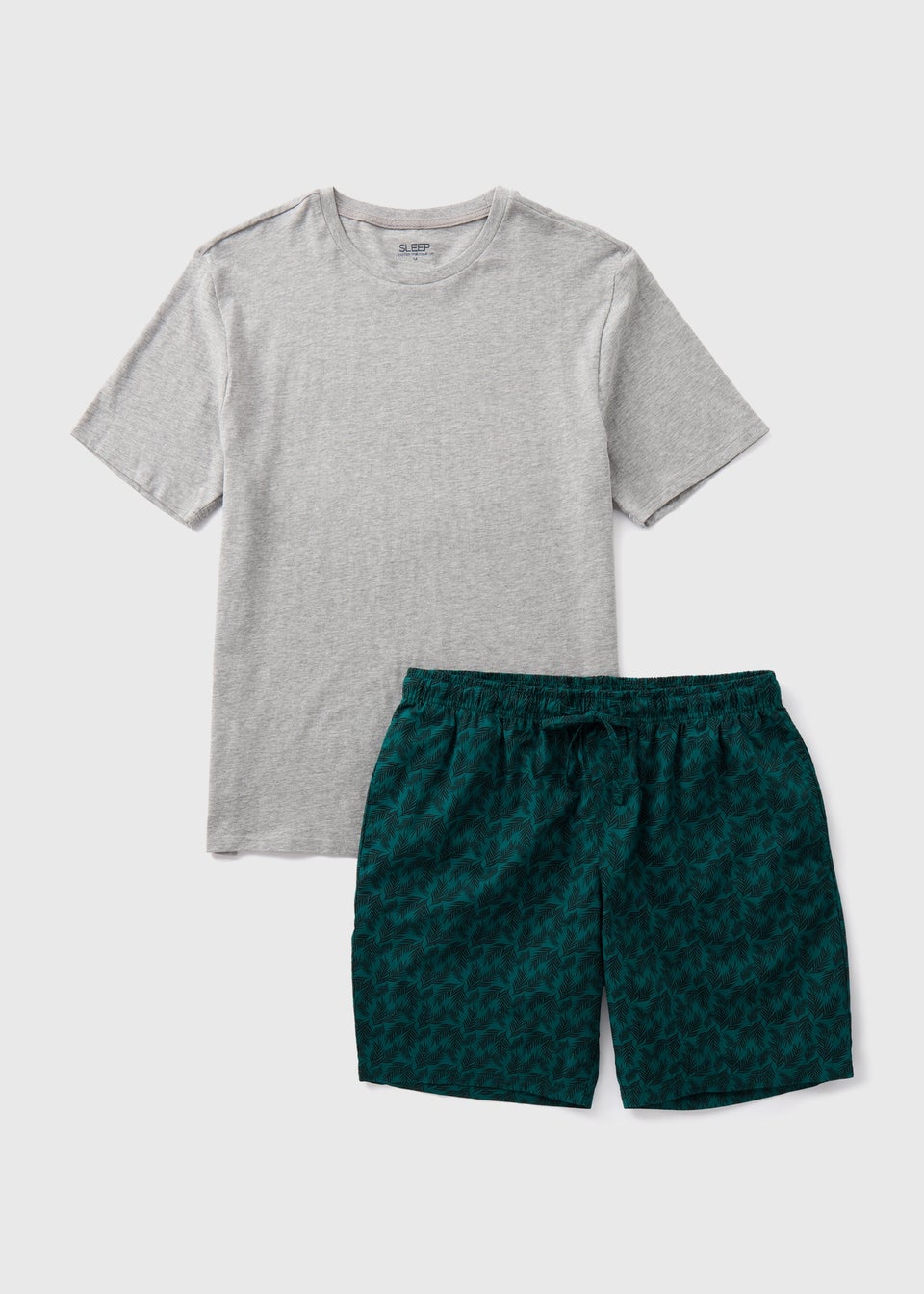 Grey Leaf Design Pyjama Short Set