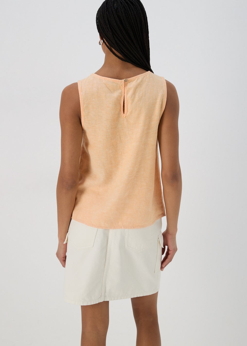 Orange Plain Linen Vest