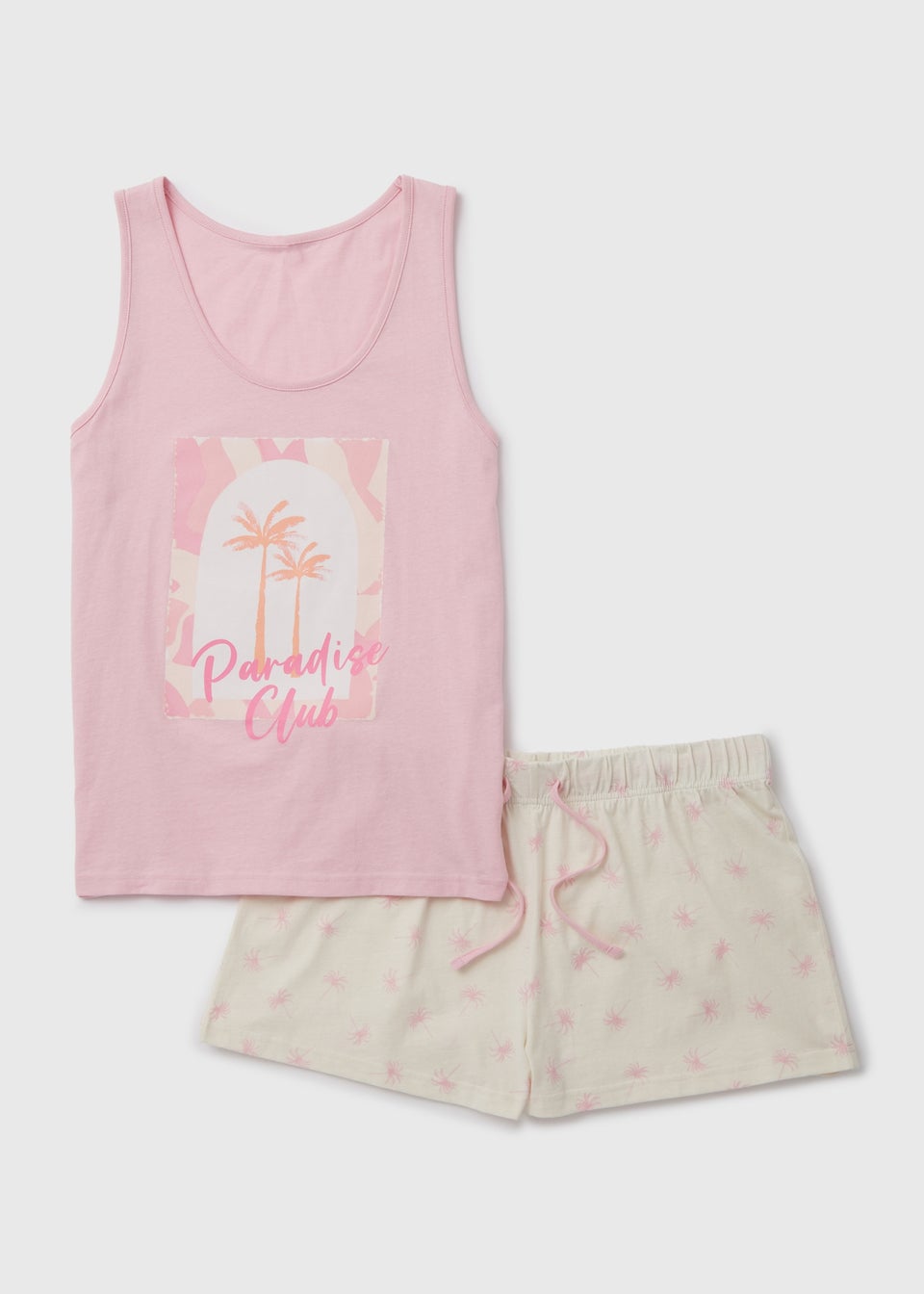 Pink Ribbed Vest & Shorts Viscose Pyjama Set