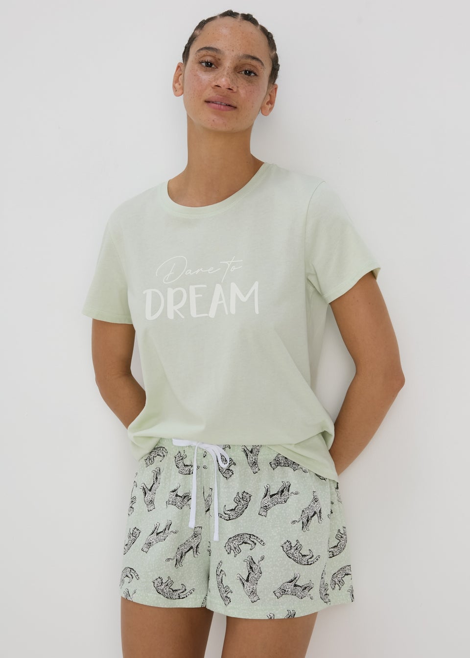 Cream Animal Pyjama Shorts Set