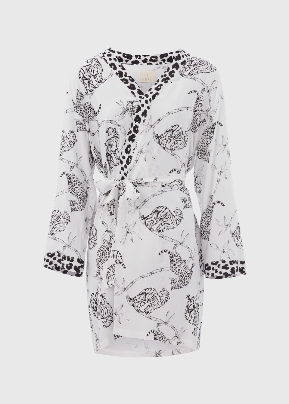 Cream Animal Print Viscose Kimono