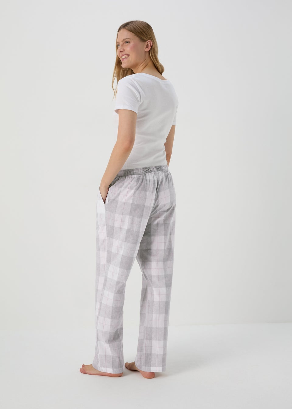 Womens grey check pyjamas shop