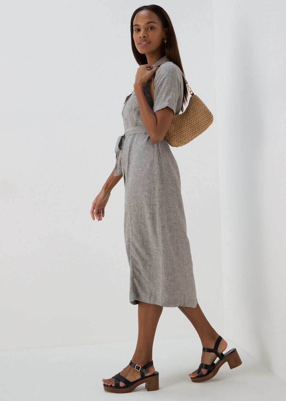 Sage Midi Shirt Dress