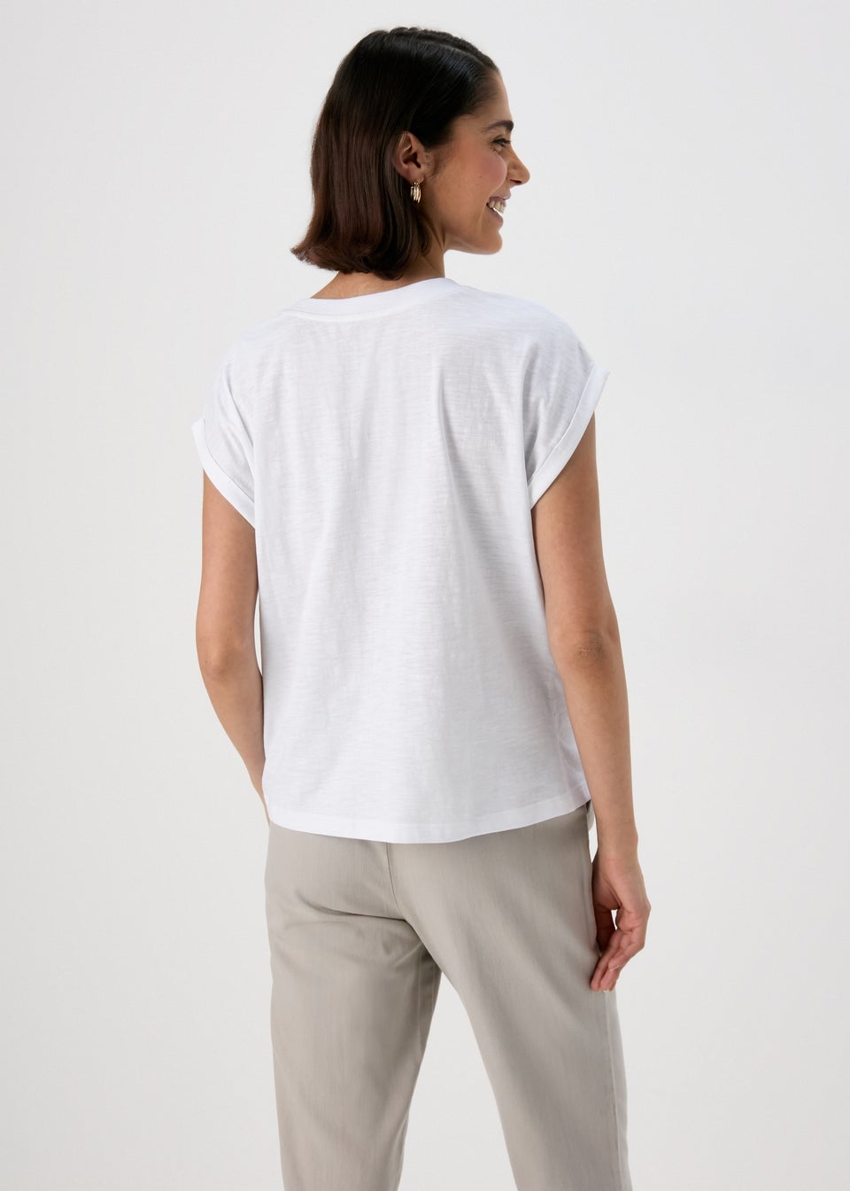 Papaya Petite White Plain Relaxed T-Shirt