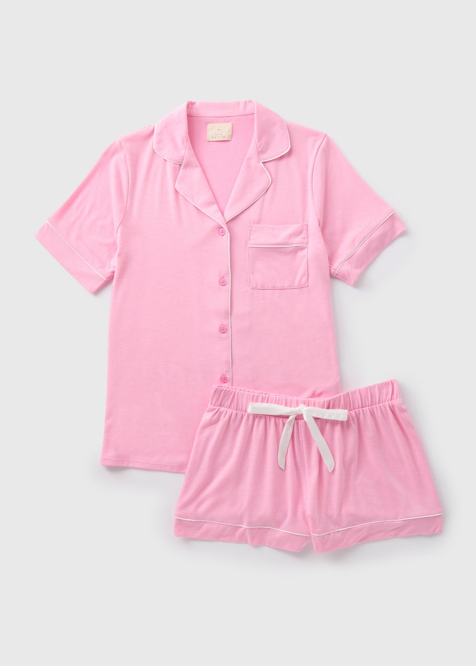 Pink Piped Jersey Pyjama Set