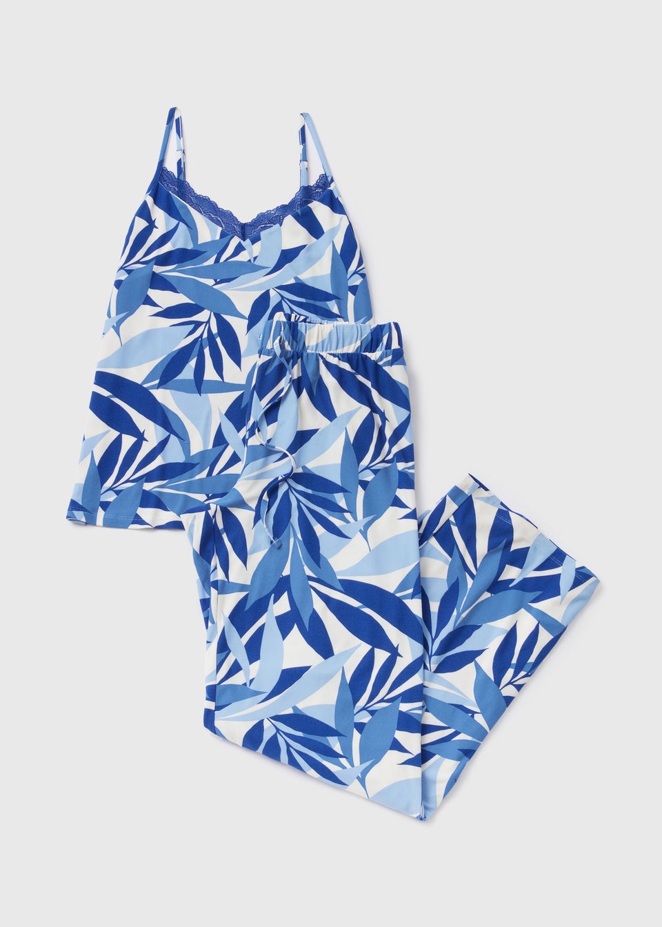 Blue Leaf Print Cami Pyjama Set