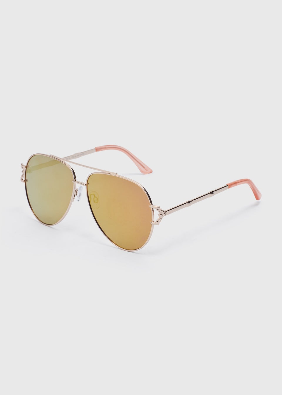 Gold Metallic Mirrored Aviator Sunglasses