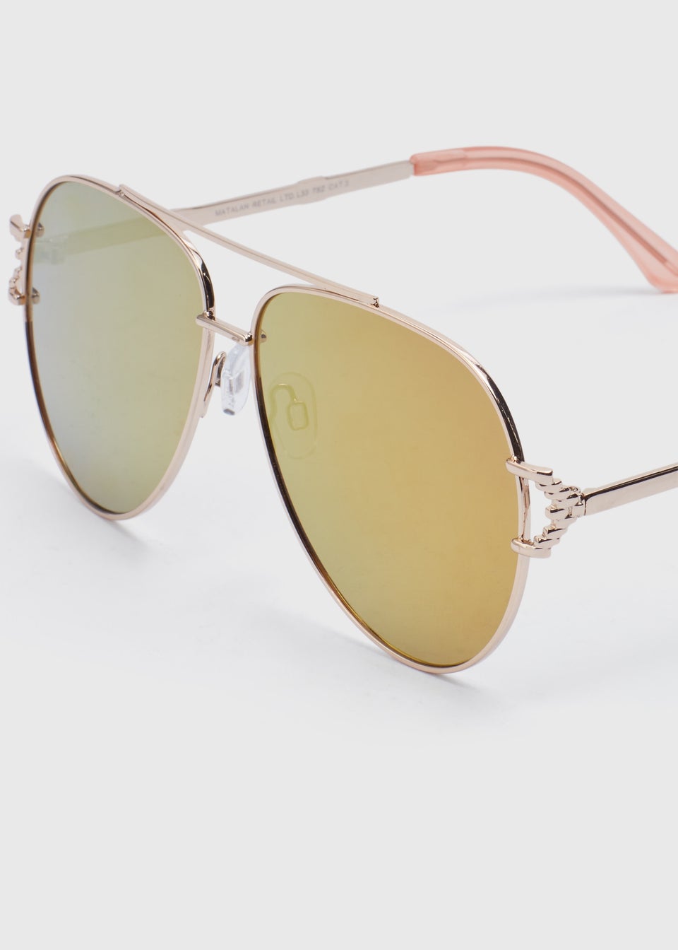 Gold Metallic Mirrored Aviator Sunglasses