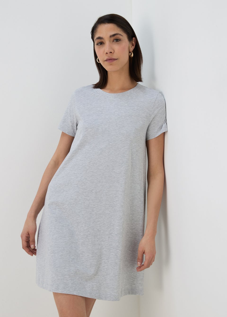 Grey Jersey Mini T-Shirt Dress