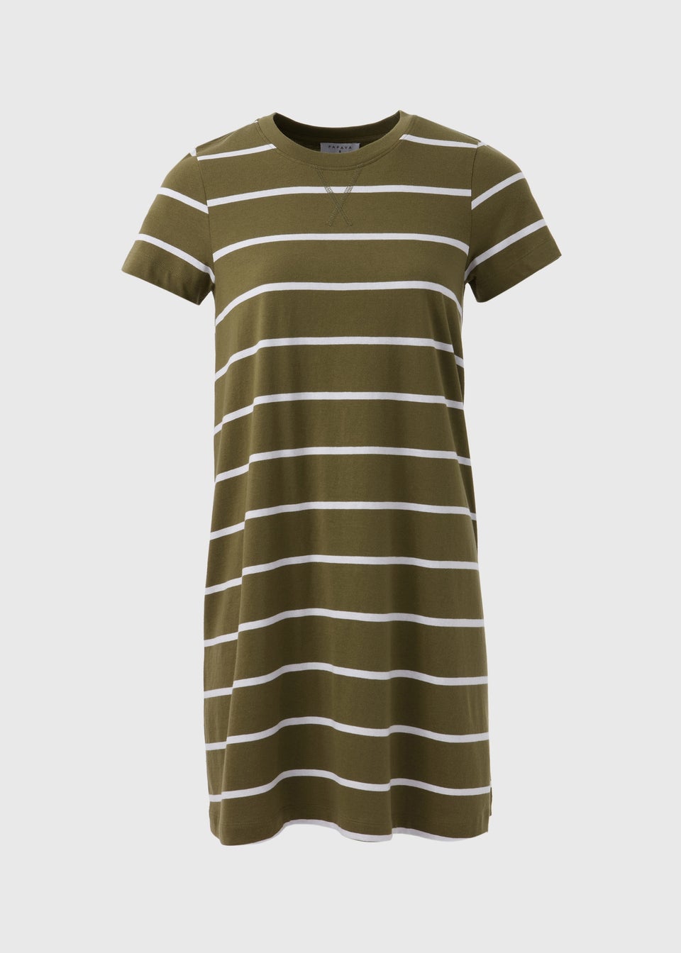 Khaki Stripe Jersey Mini T-Shirt Dress