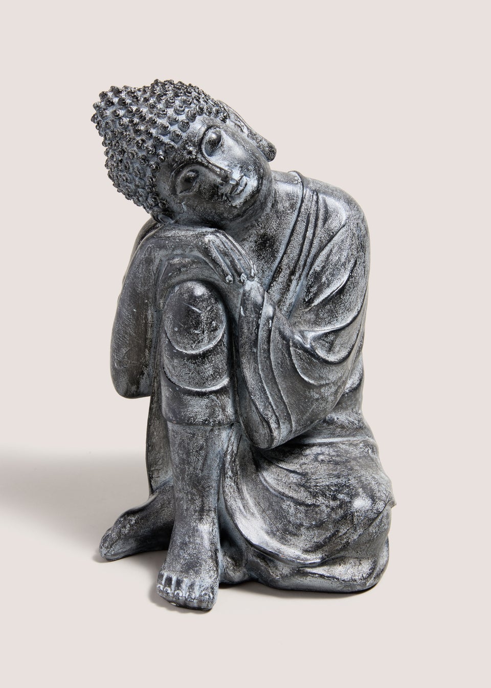 Black Washed Leaning Buddha (26cm x 16cm x 16cm)