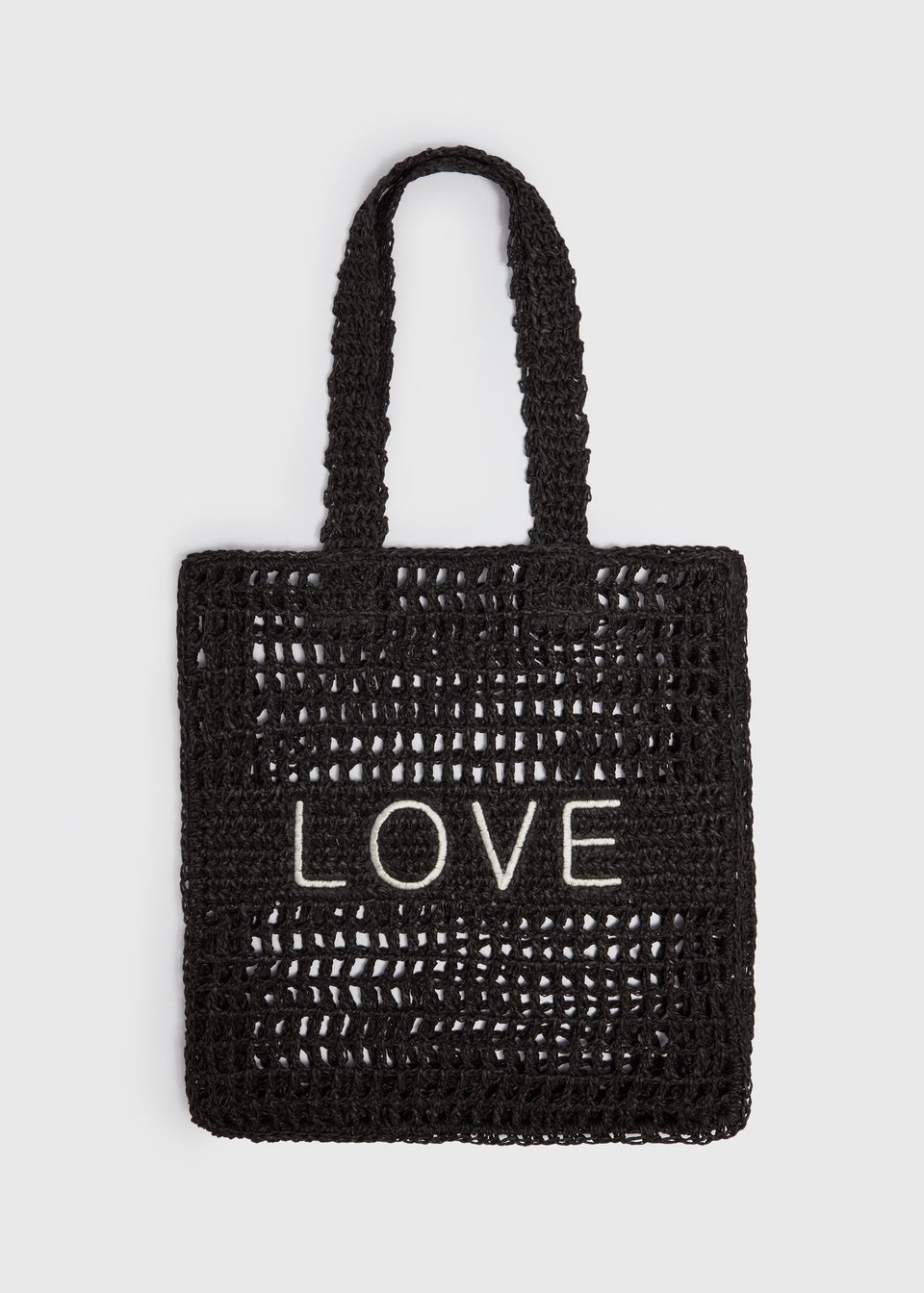 Black Love Shopper Straw Bag