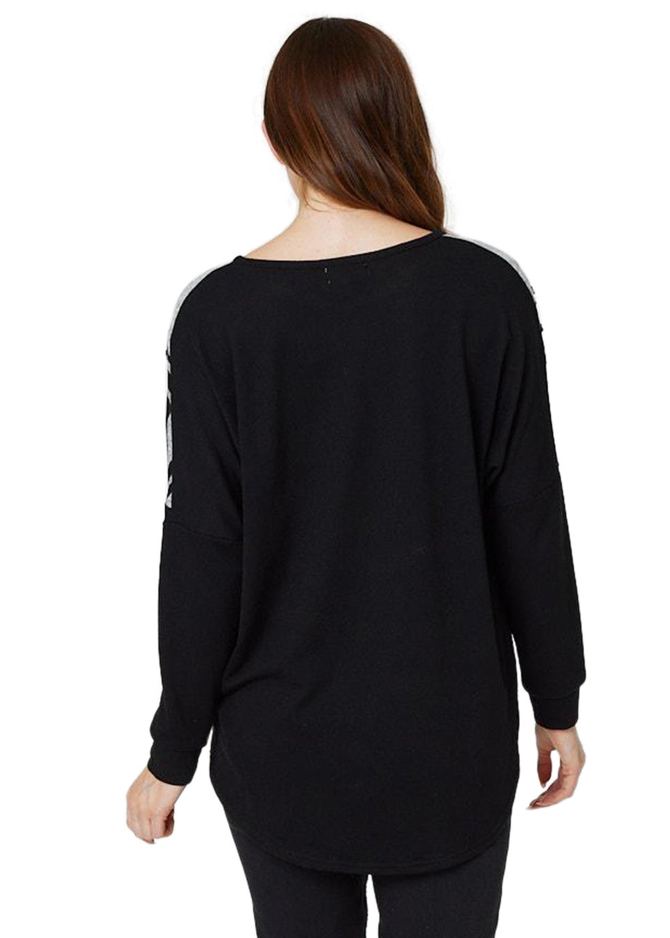 Izabel London Grey Sequin Zebra Colour Block Jumper