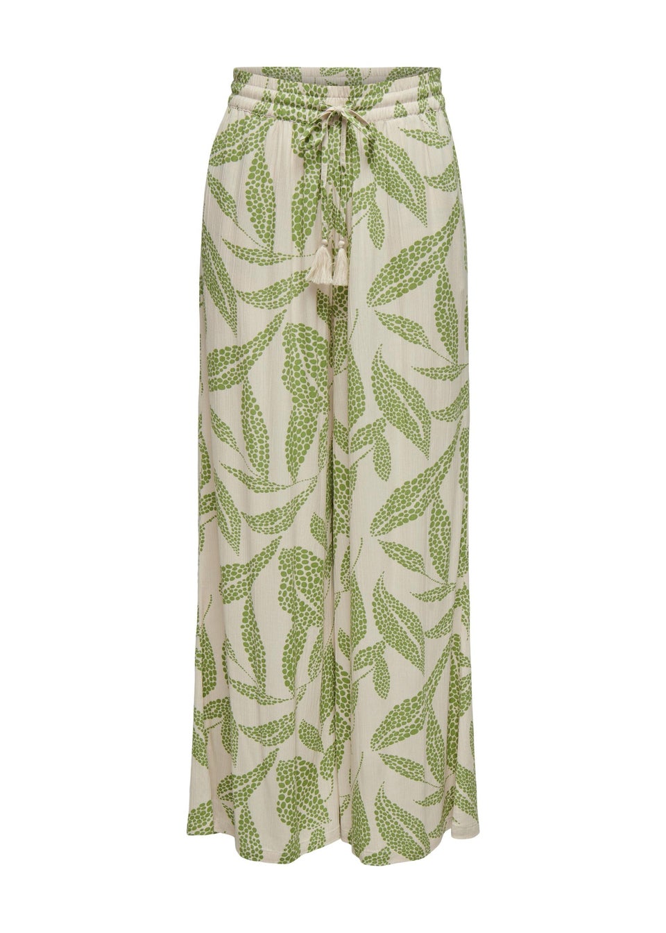 JDY Green Leaf Print Wide Leg Trousers