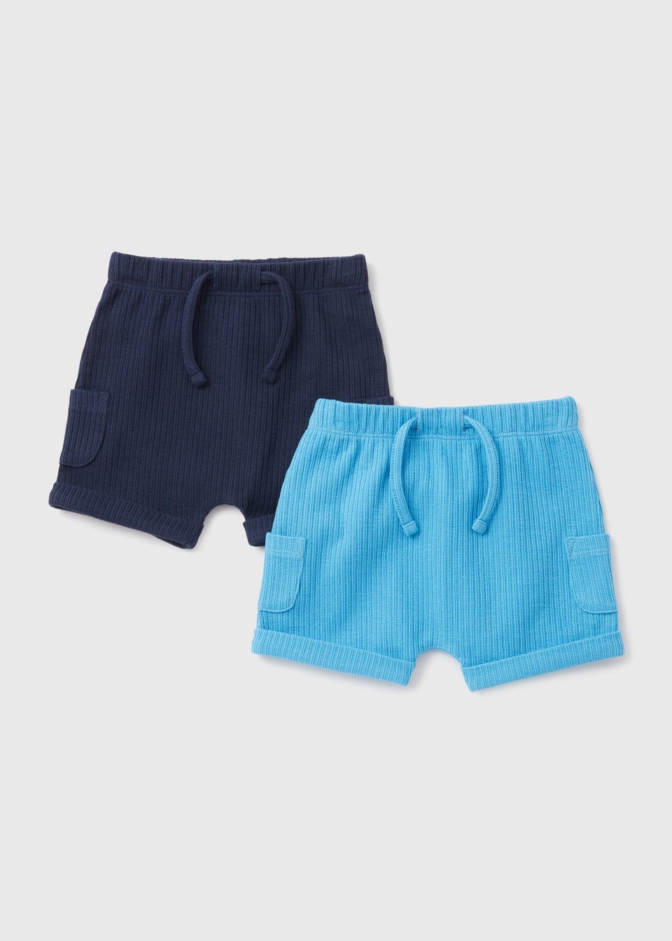 Boys 2 Pack Blue & Navy Cargo Shorts (Newborn-23mths)