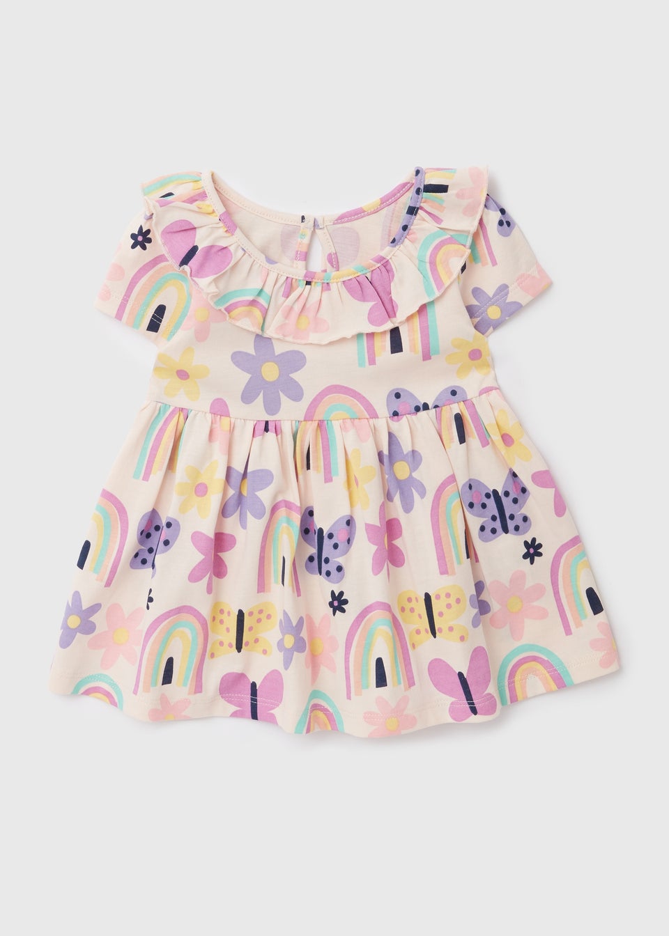Girls Pink Flower Print Dress (Newborn-23mths)