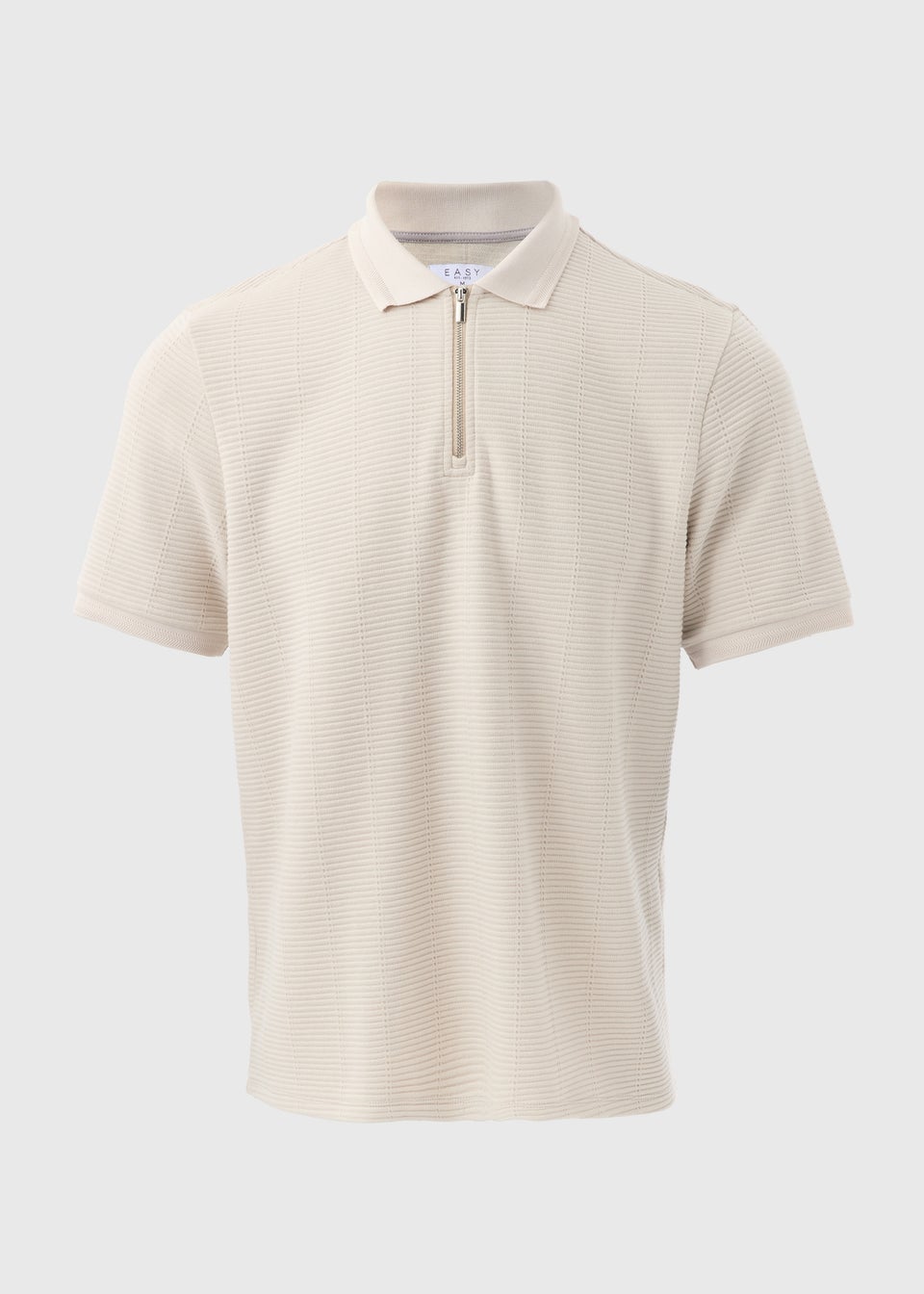 Ecru Textured Zip Polo Shirt