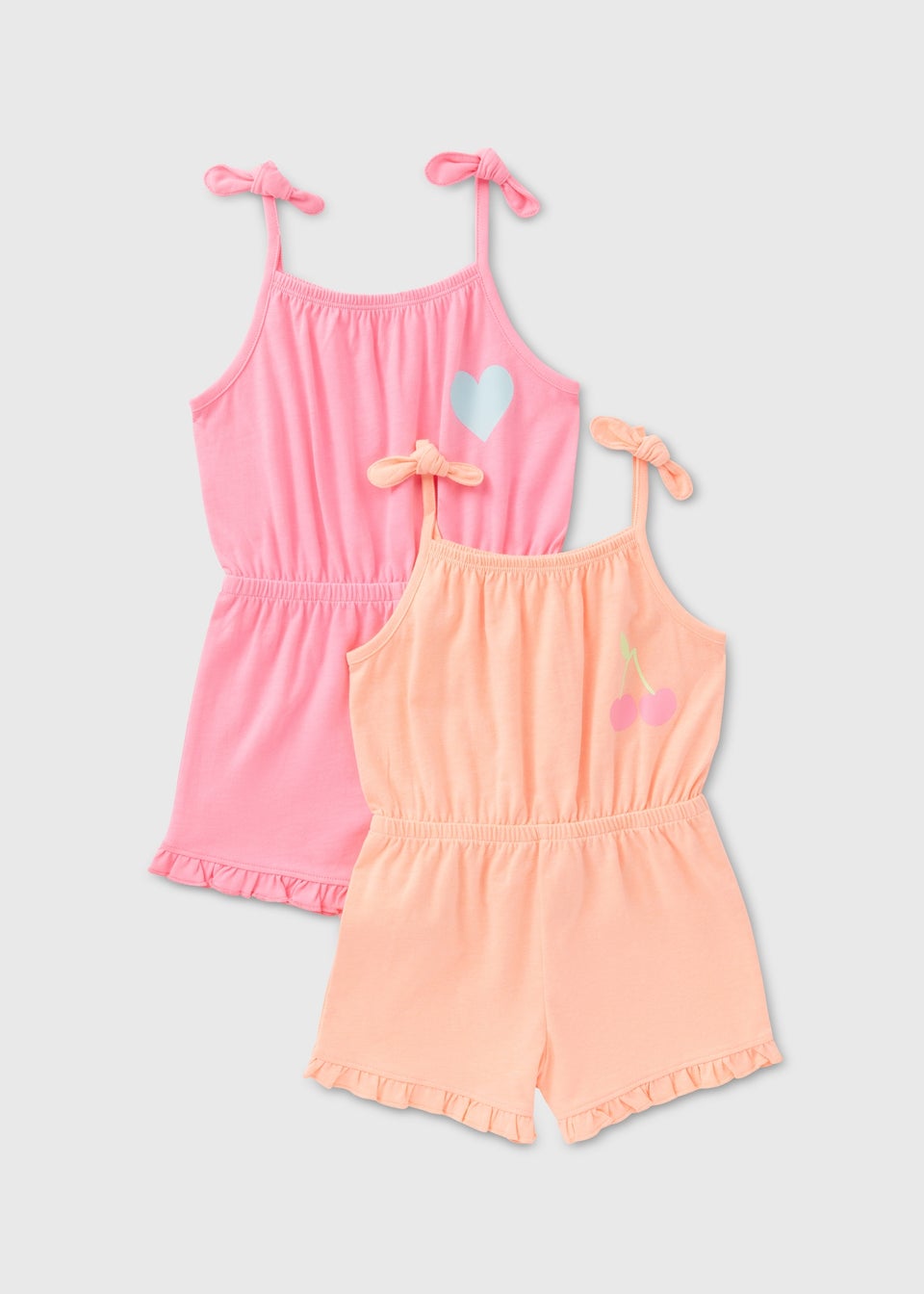 Girls 2 Pack Pink & Orange Playsuits (1-7yrs)