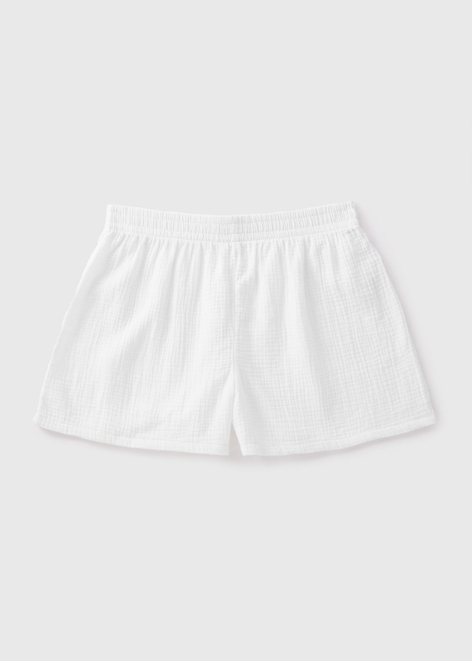 White Textured Cloth Beach Shorts