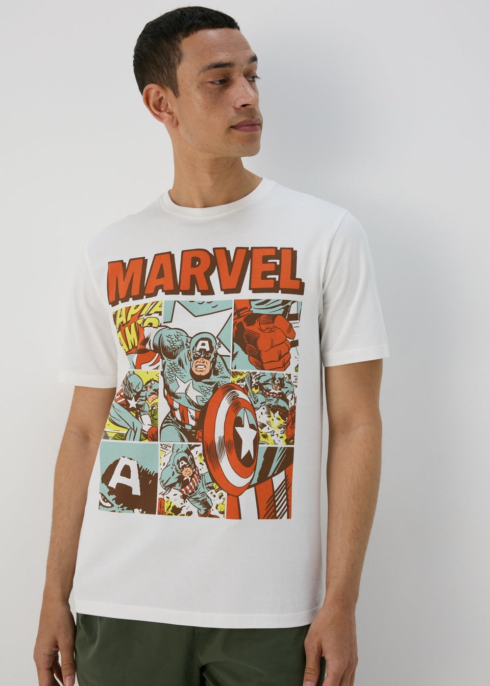 Marvel Ecru Captain America T Shirt Matalan