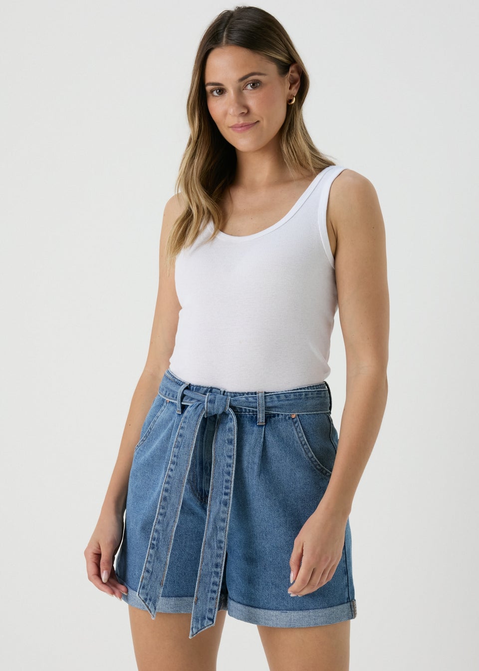 Mid Wash Denim Shorts