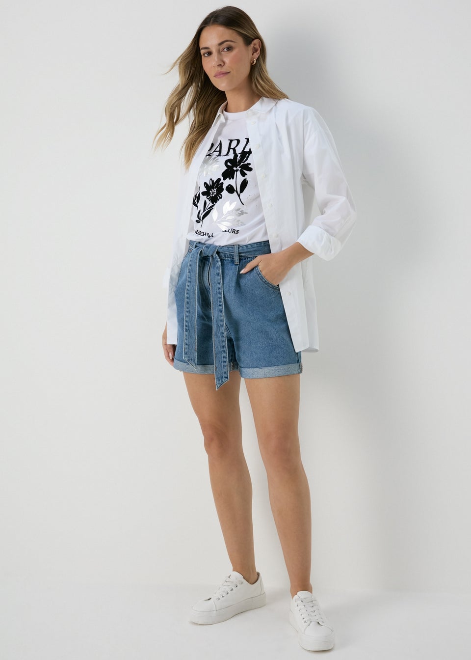 Mid Wash Denim Shorts