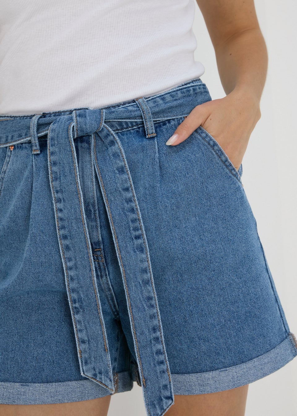 Mid Wash Denim Shorts