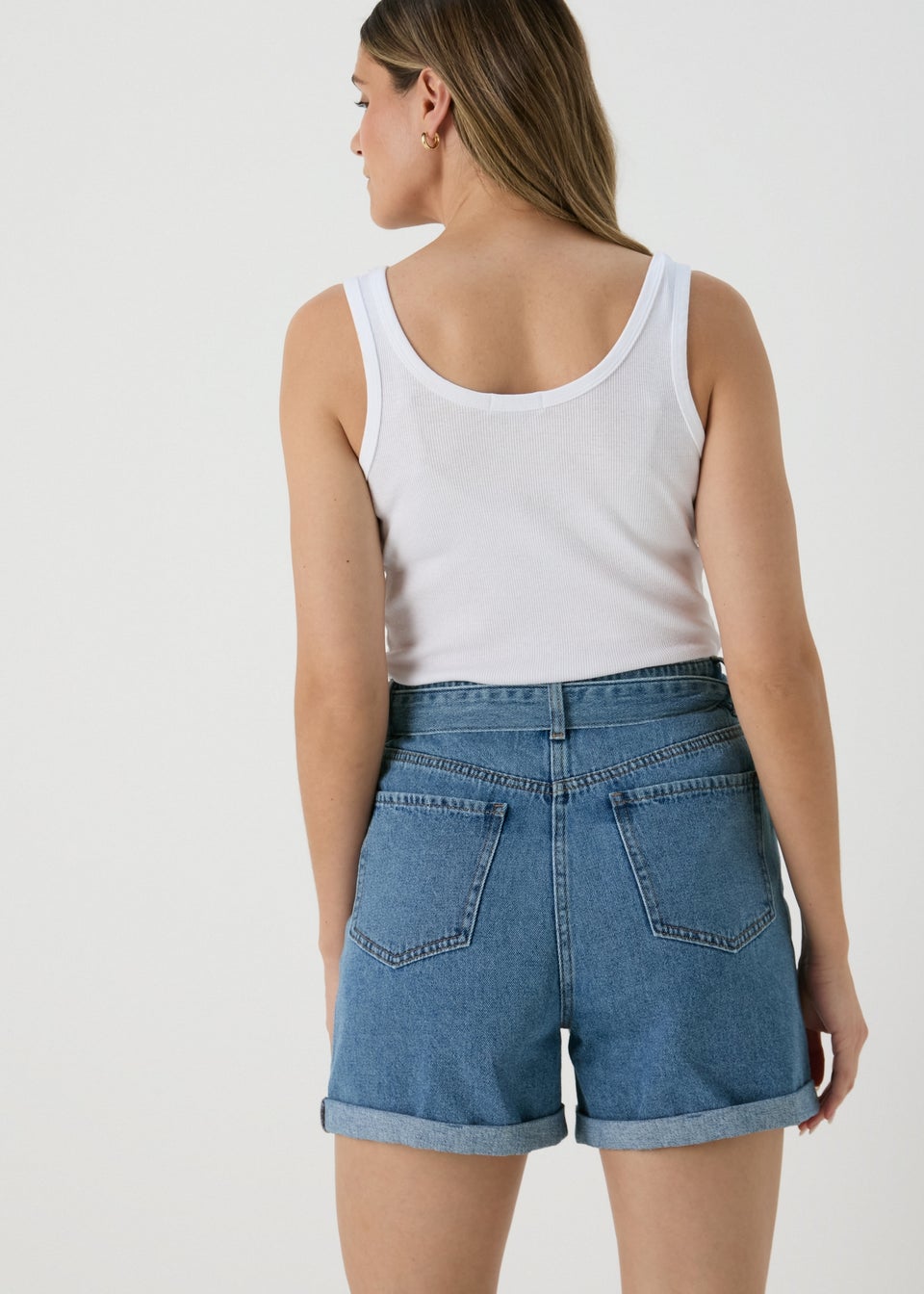 Mid Wash Denim Shorts