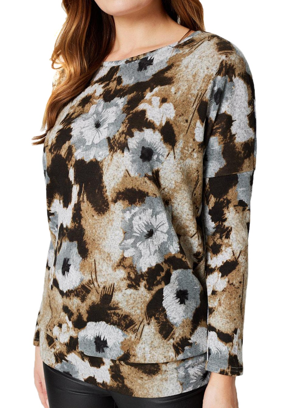 Izabel London Beige Floral Long Sleeve Sweatshirt