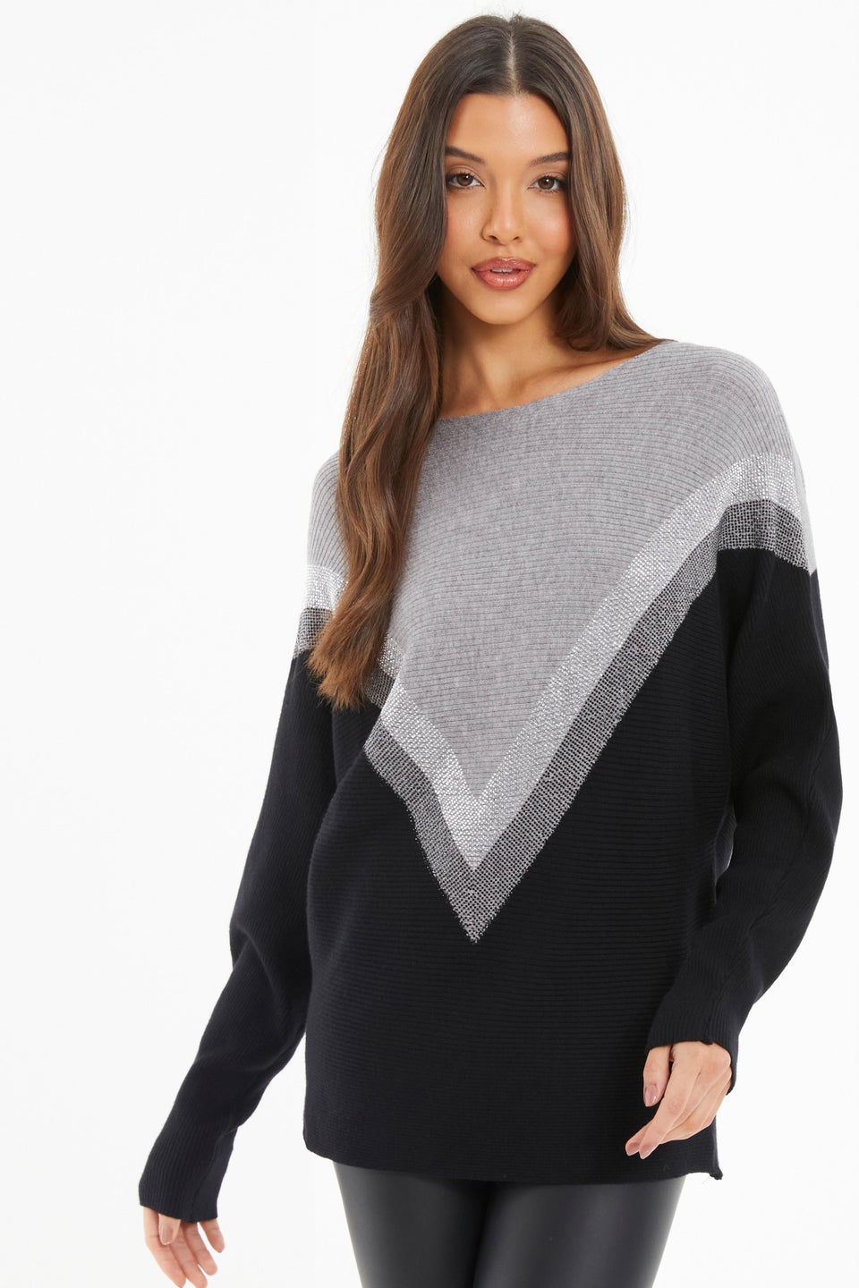 Quiz Black Knitted Embellished Jumper