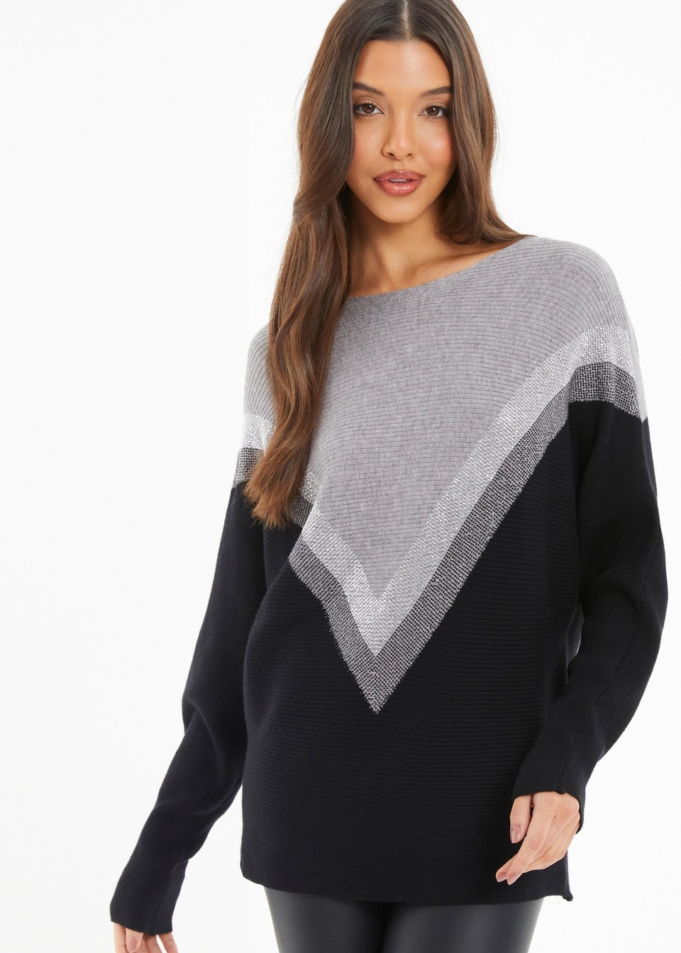 Quiz Black Knitted Embellished Jumper