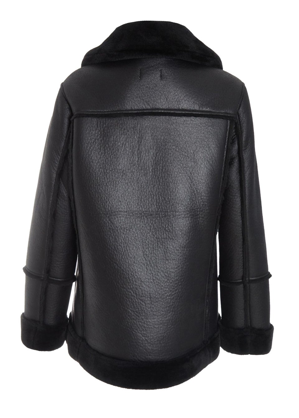 Quiz Black Aviator Faux Fur Jacket