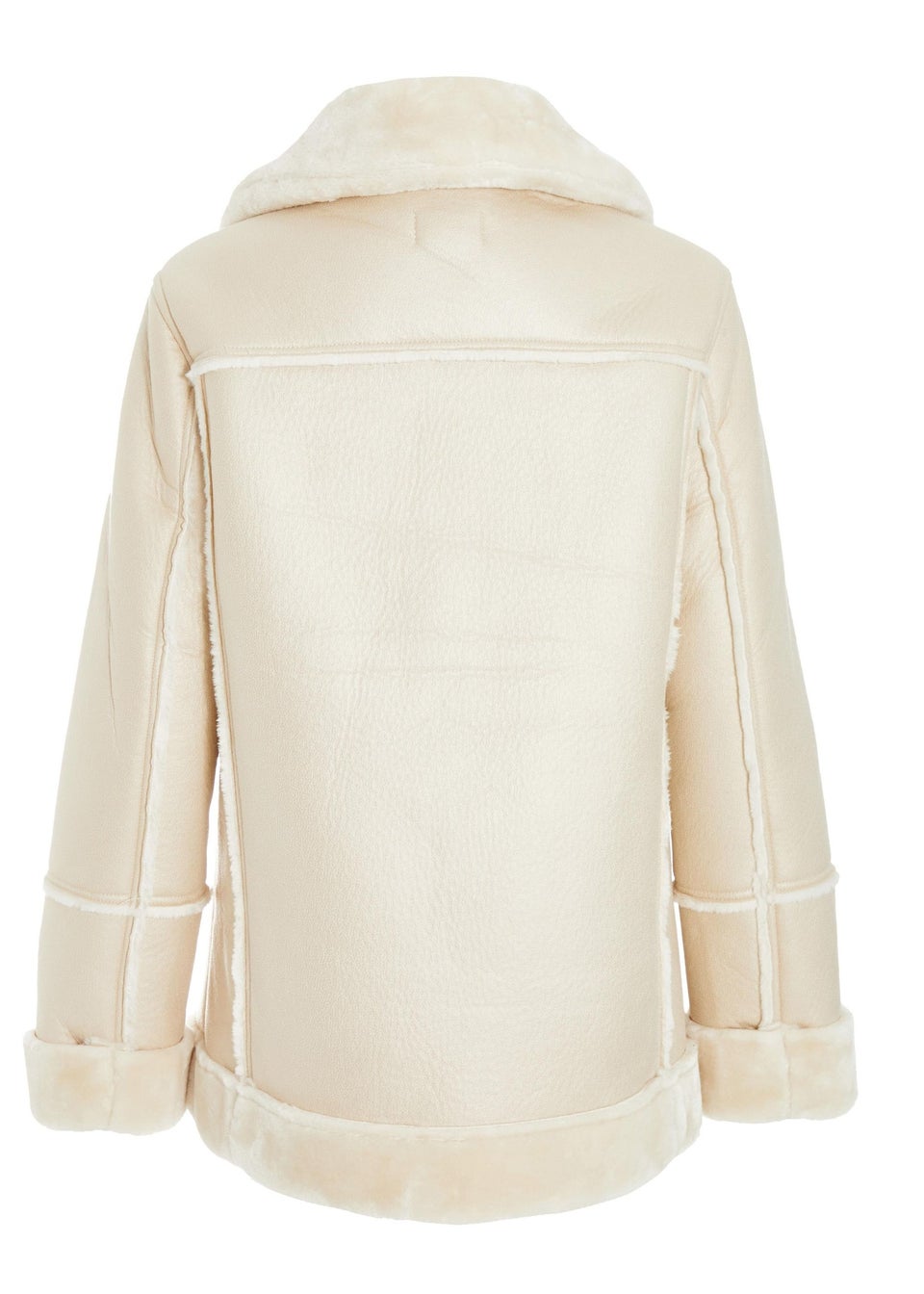 Quiz Stone Aviator Faux Fur Jacket