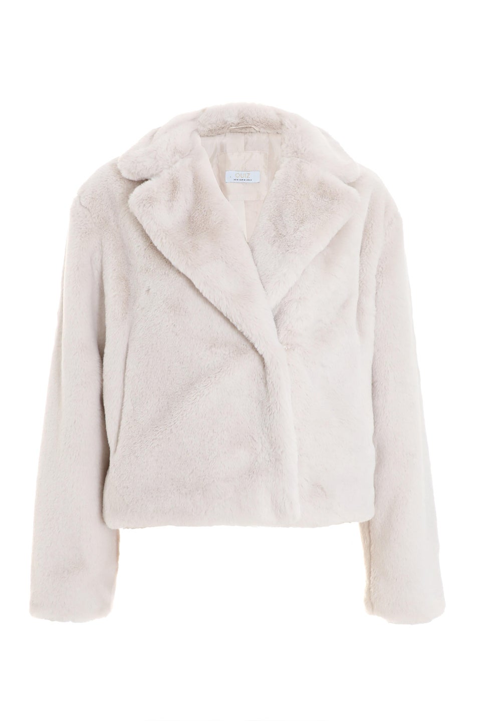 Quiz Natural Short Faux Fur Collar Jacket Matalan