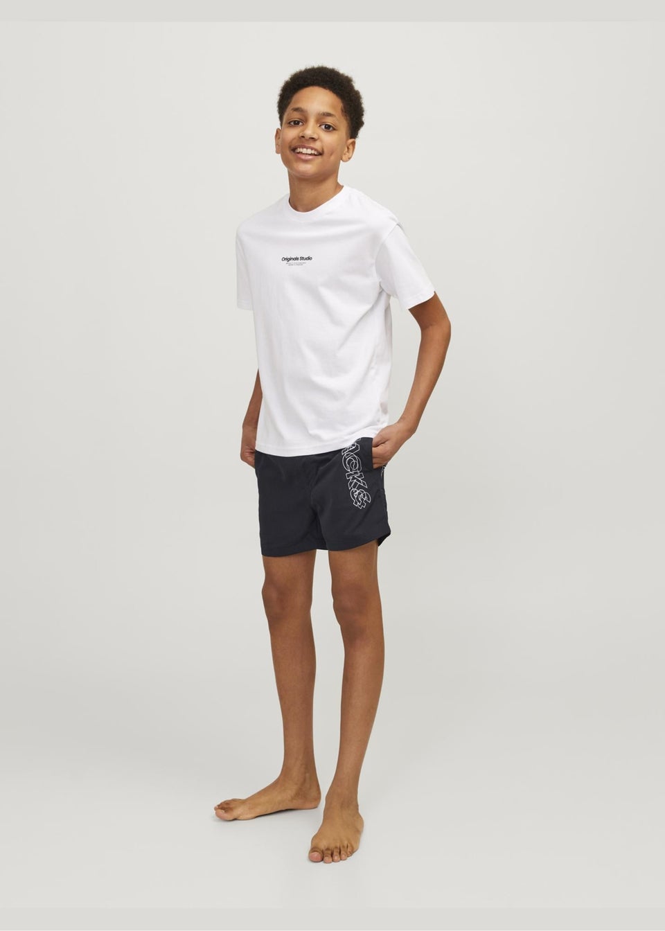 Jack and Jones Boys Black Logo Swim Shorts (8-16yrs)