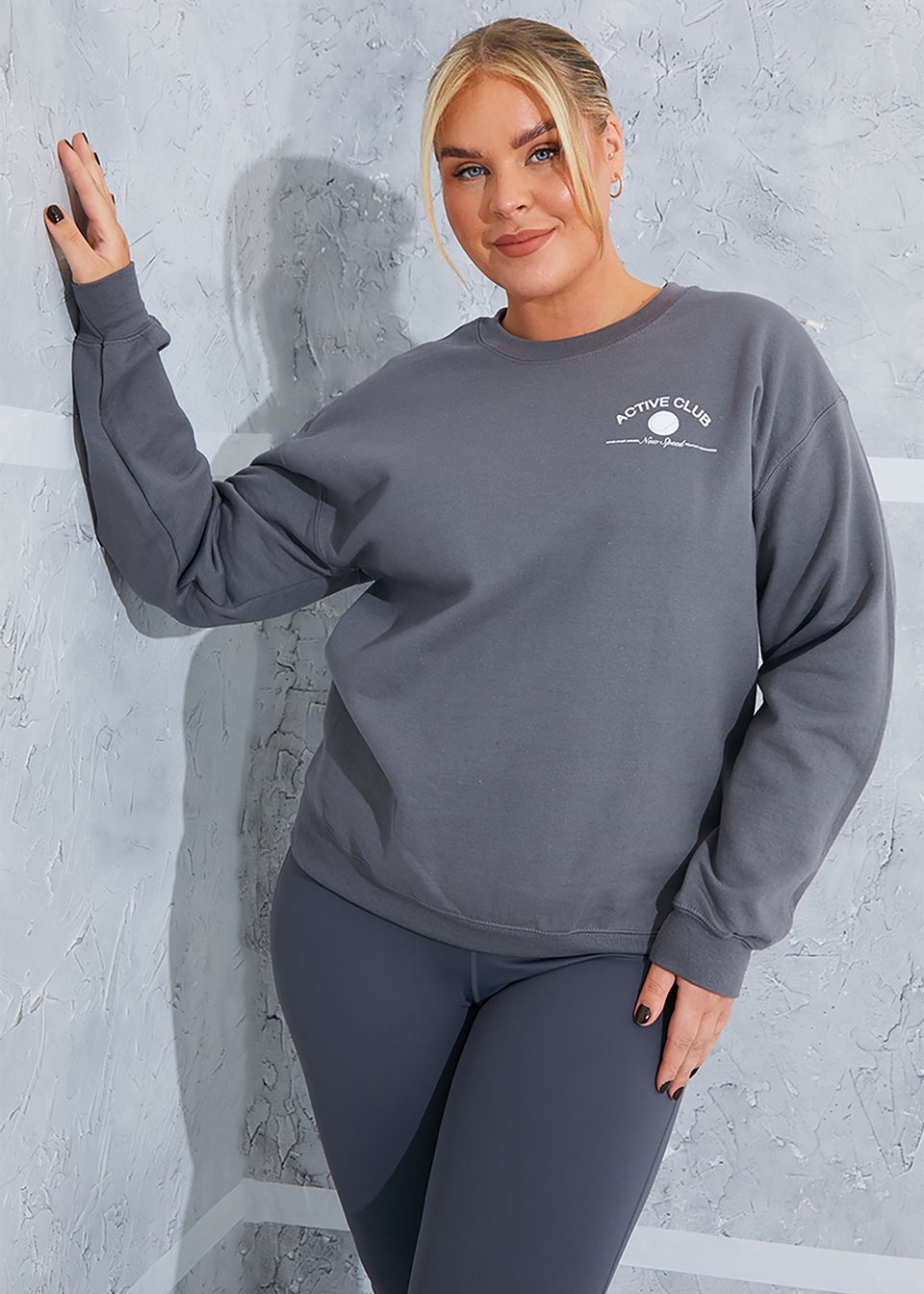 Printed Oversized Charcoal Sweatshirt