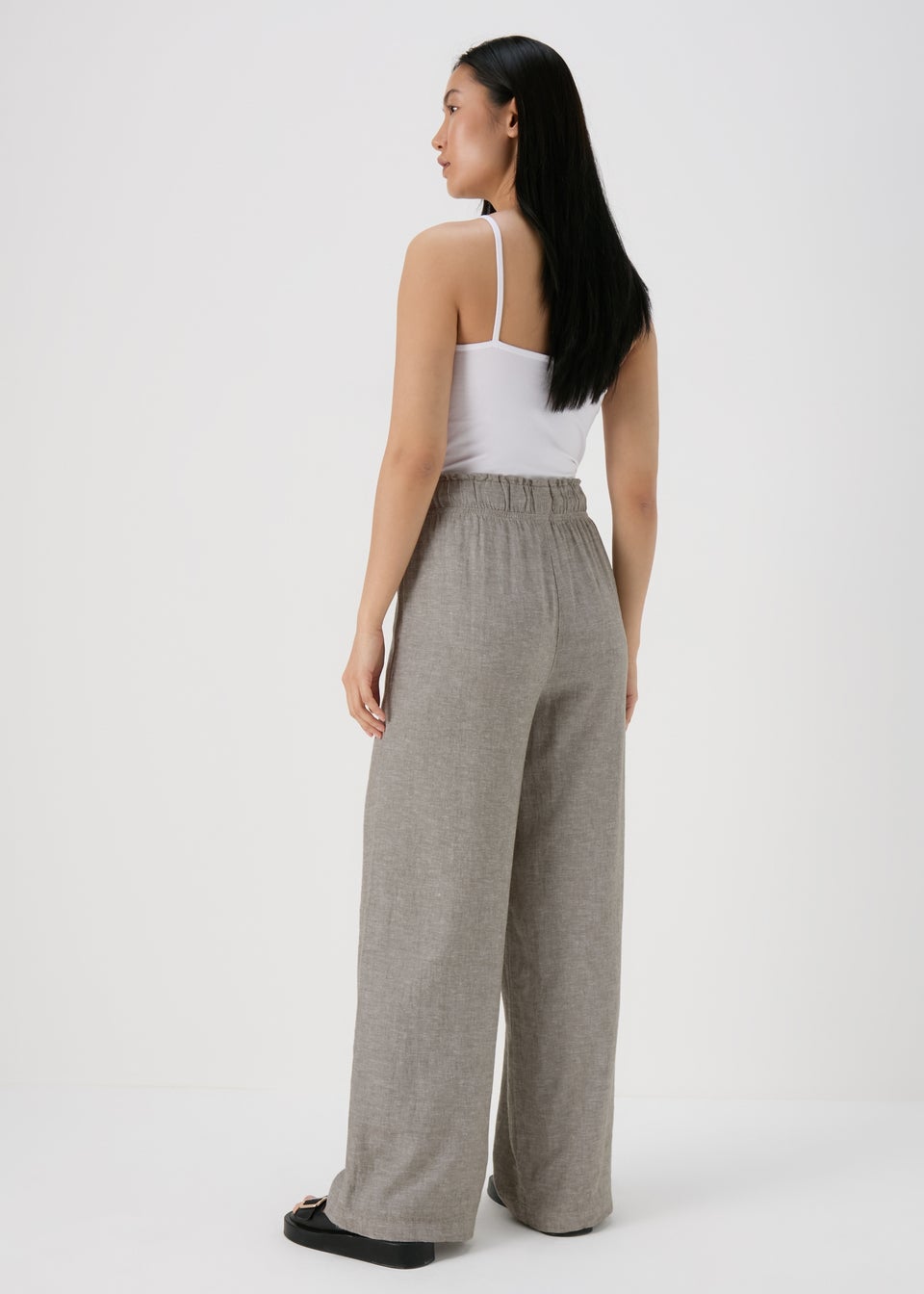 Sage Green Linen Wide Leg Trousers