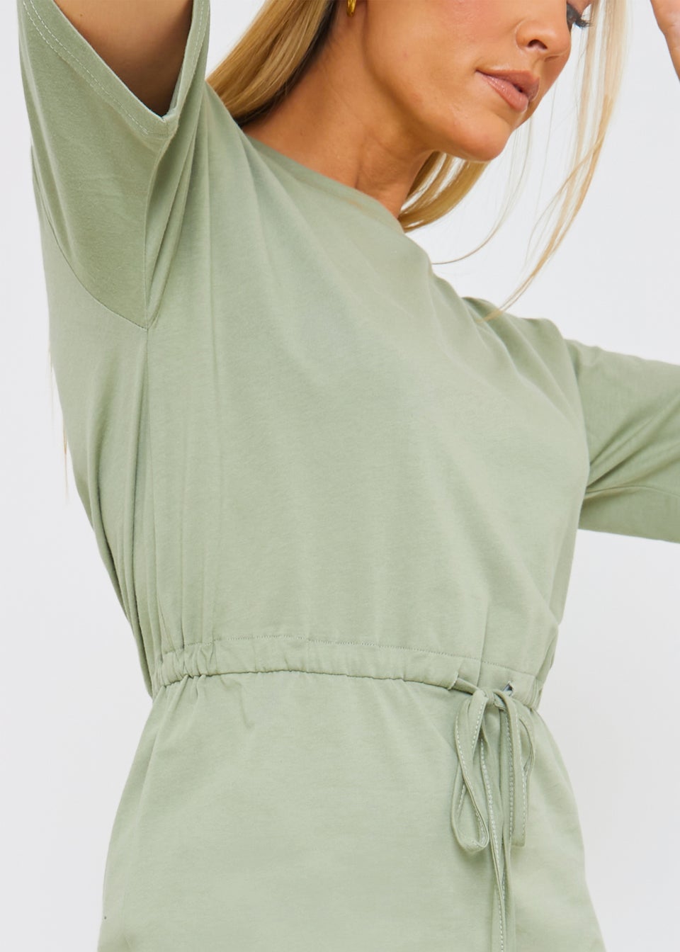 In The Style Khaki Split Hem Drawstring T-Shirt Dress