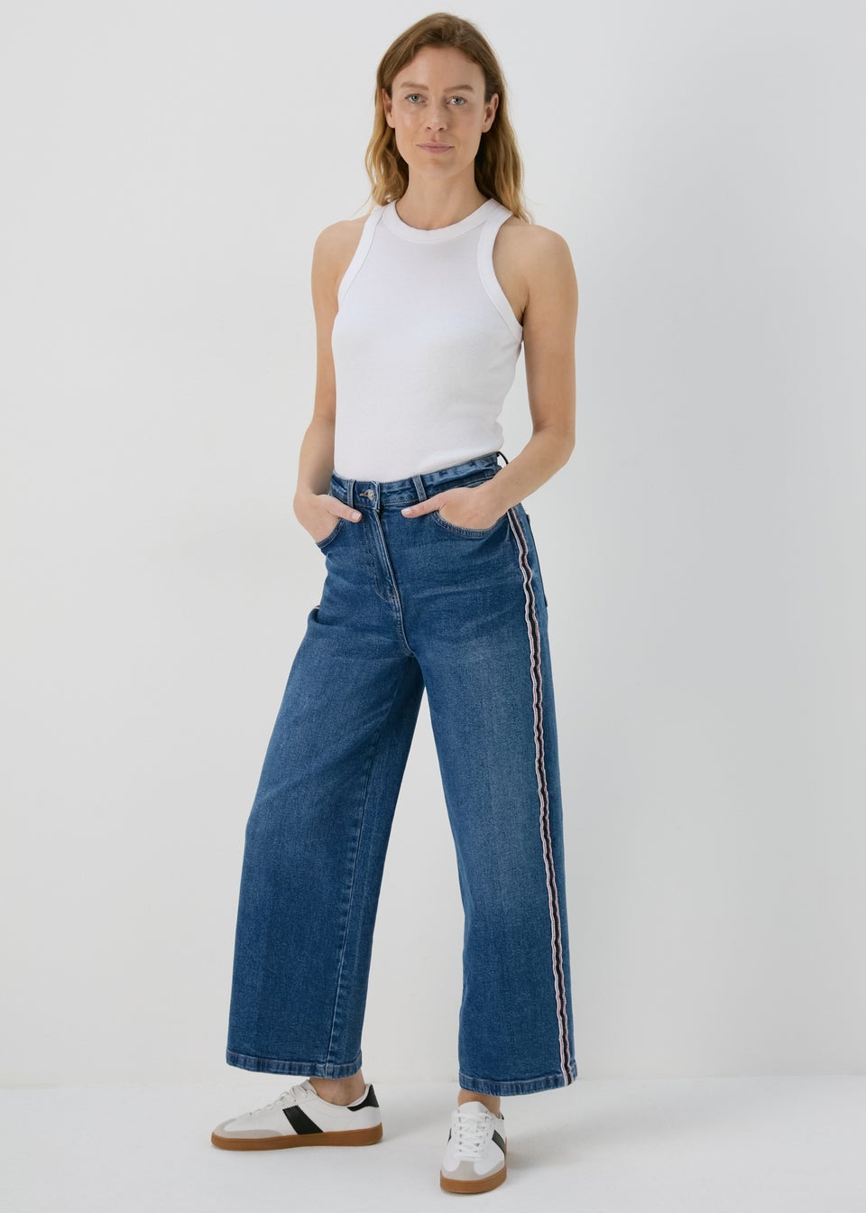 Midwash Wide Leg Tape Jeans
