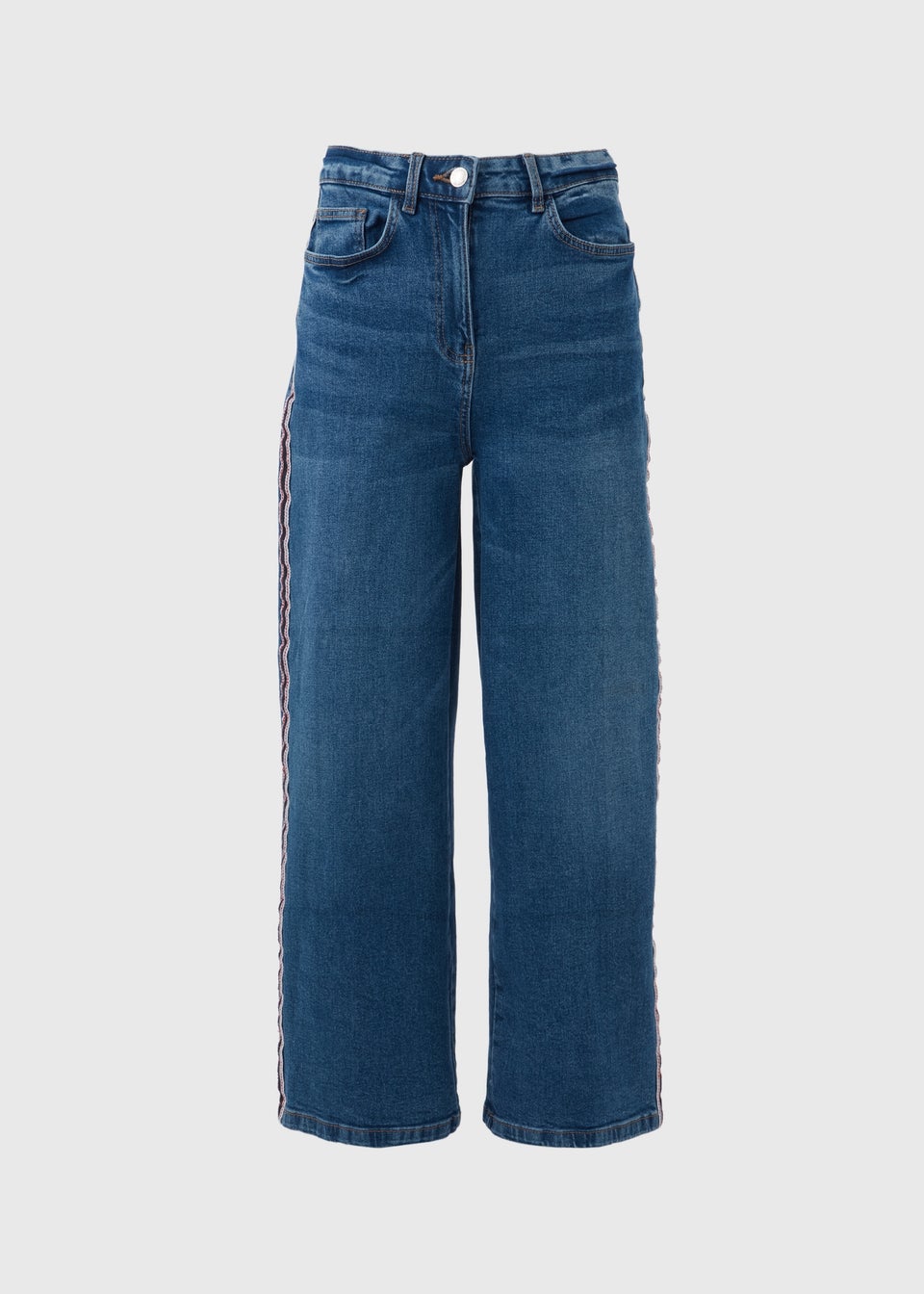 Midwash Wide Leg Tape Jeans Matalan