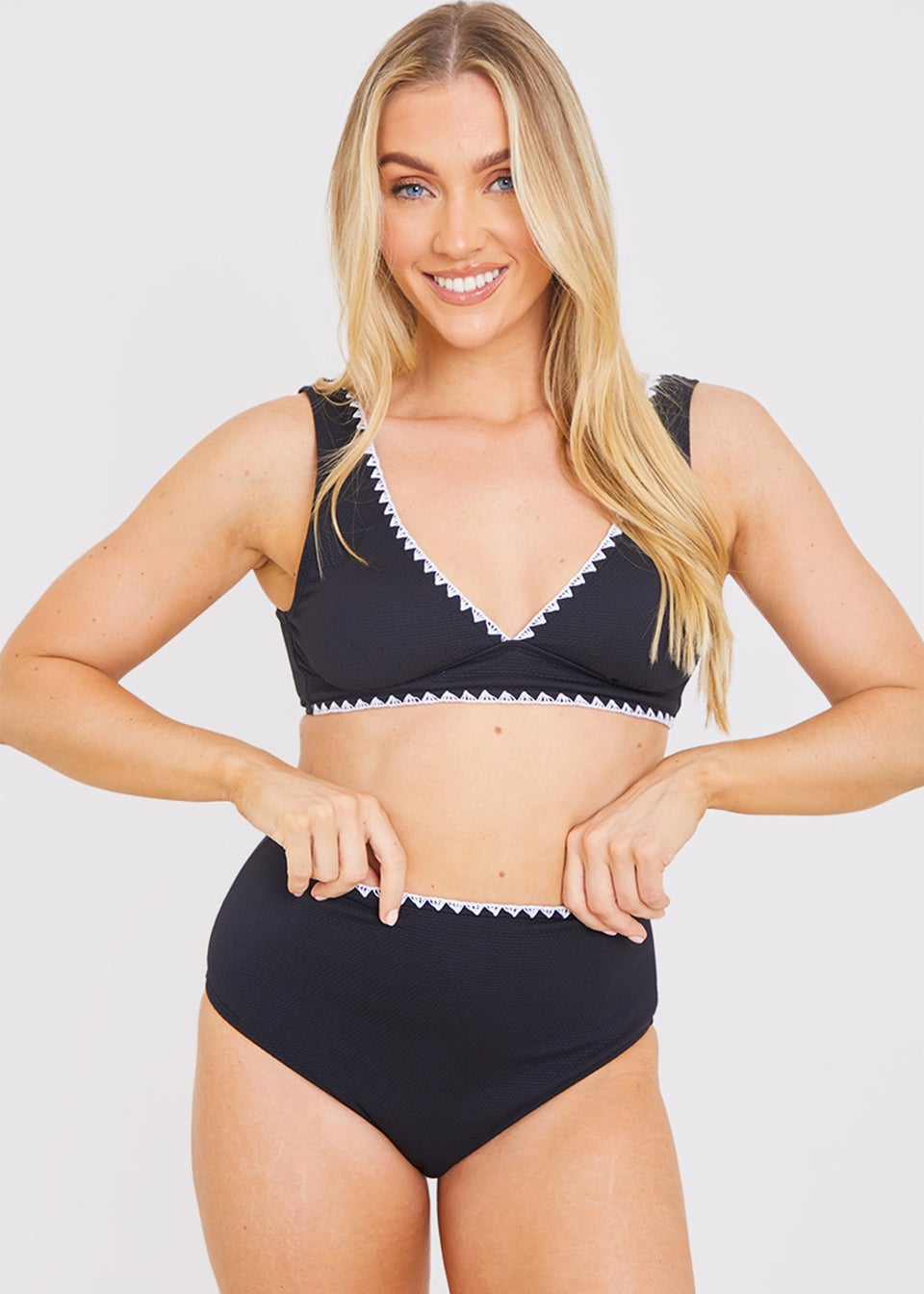 In the Style Jac Jossa Black Trim High Waisted Bkini Bottoms