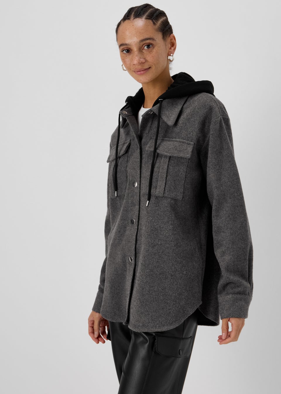 Grey Hooded Utility Jacket