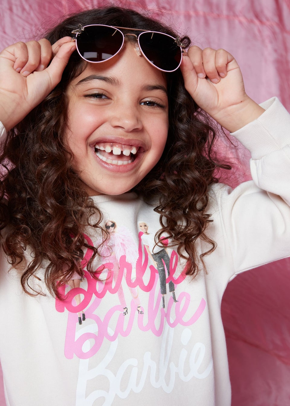 Girls Cream Barbie Logo Sweatshirt (4-11yrs)