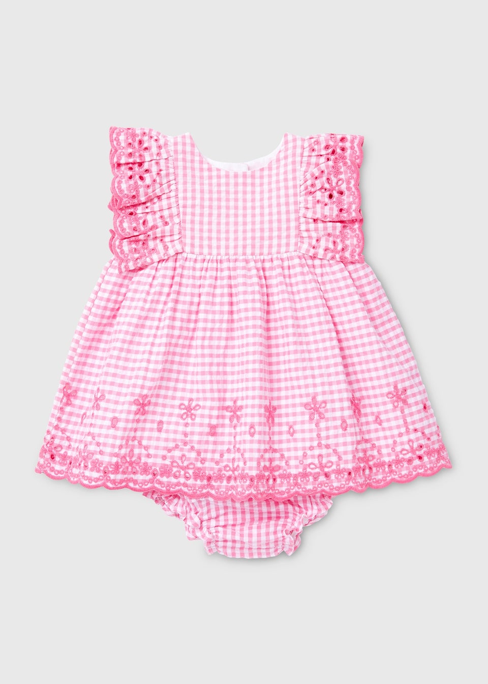 Pink gingham dress baby discount