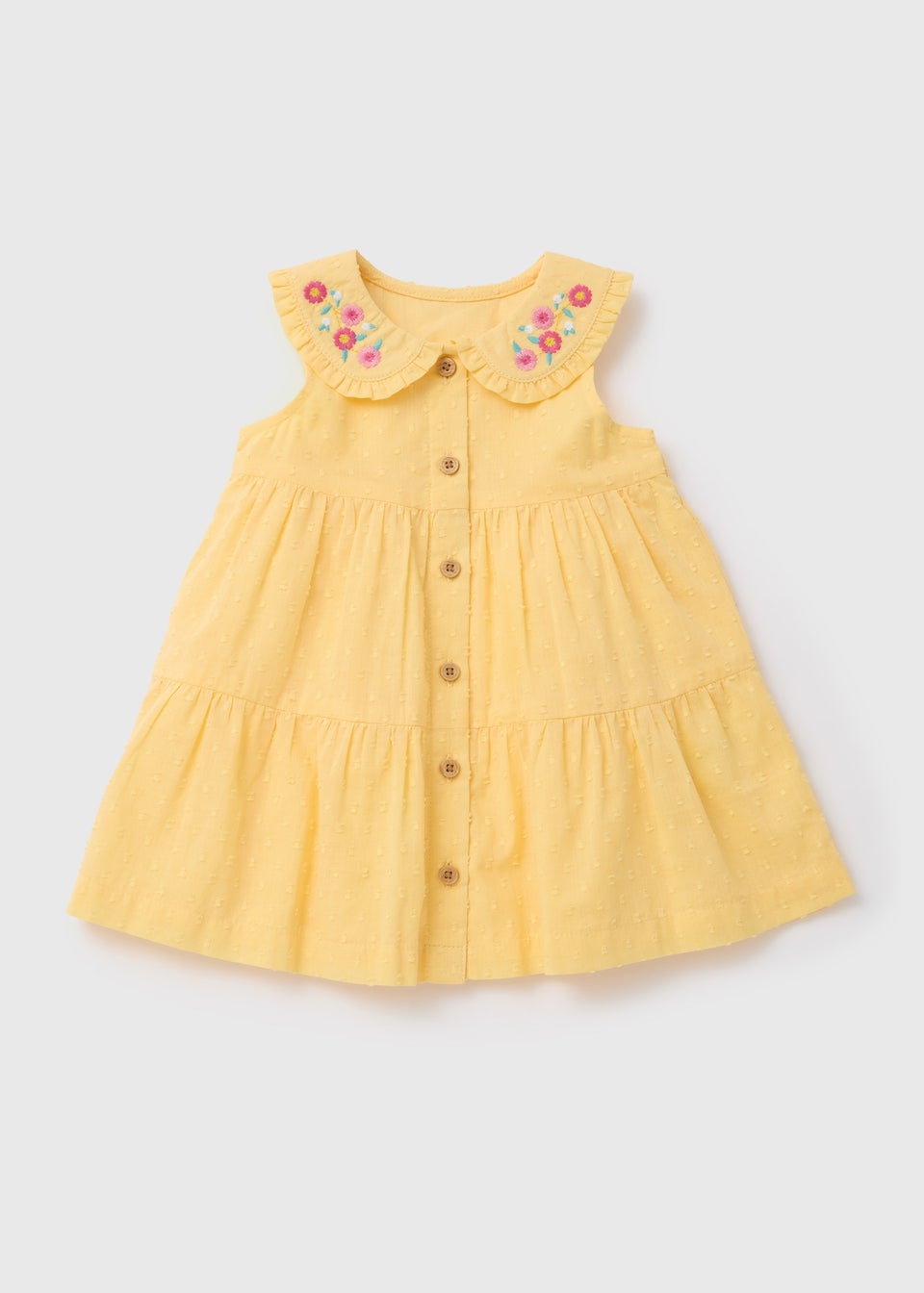 Baby Yellow Frill Collar Tiered Dress (Newborn-23mths)