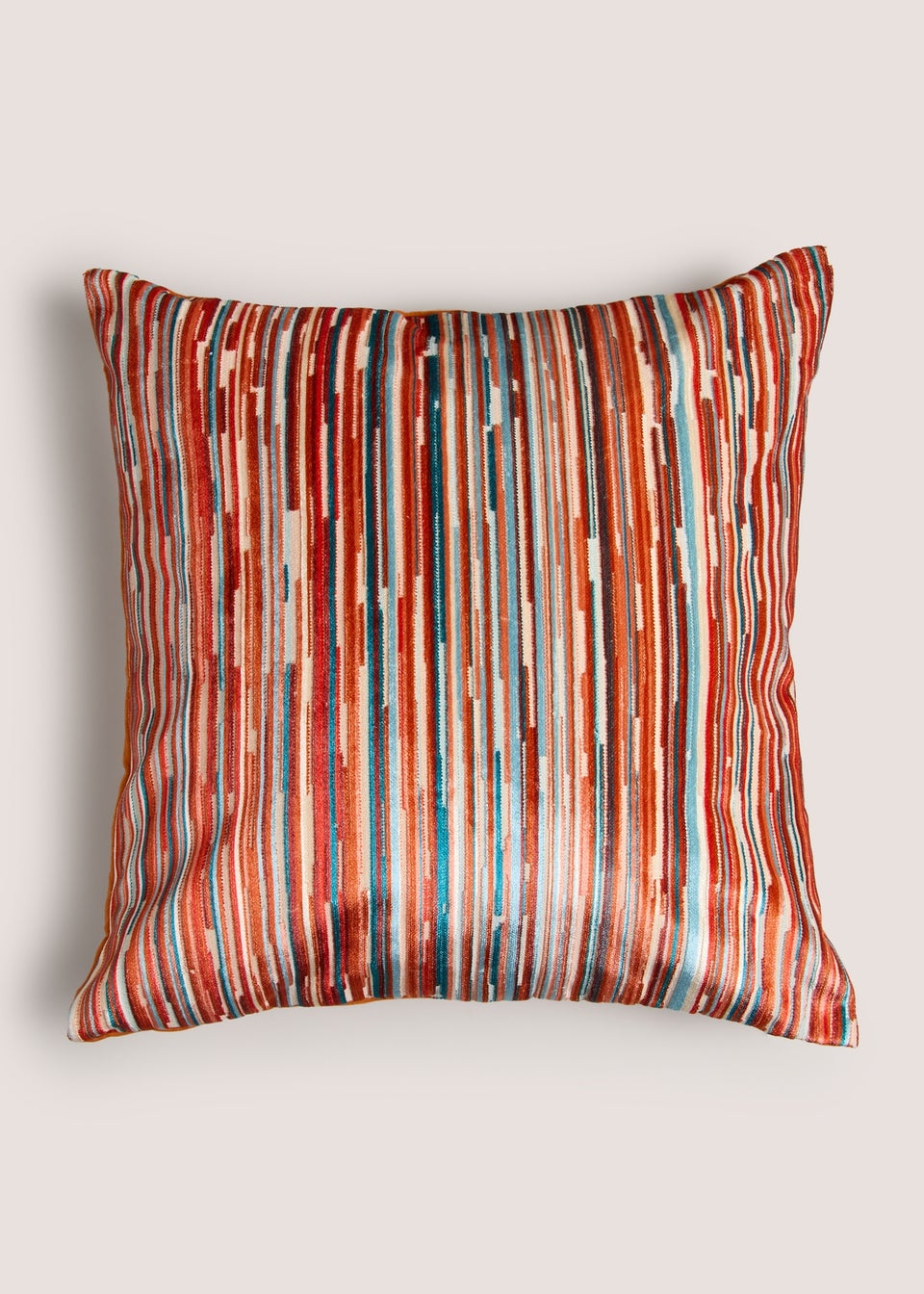 Velvet Stripe Cushion Rust (43cm x 43cm)