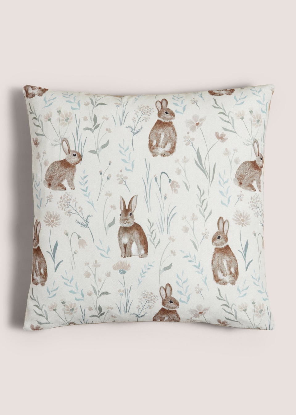 Gold Printed Hare Woodland Cushion (43cm x 43cm)