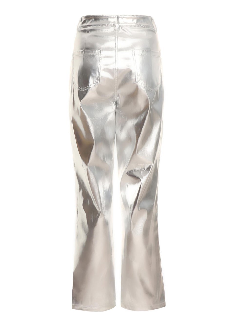 Quiz Silver Foil Straight Leg Trousers