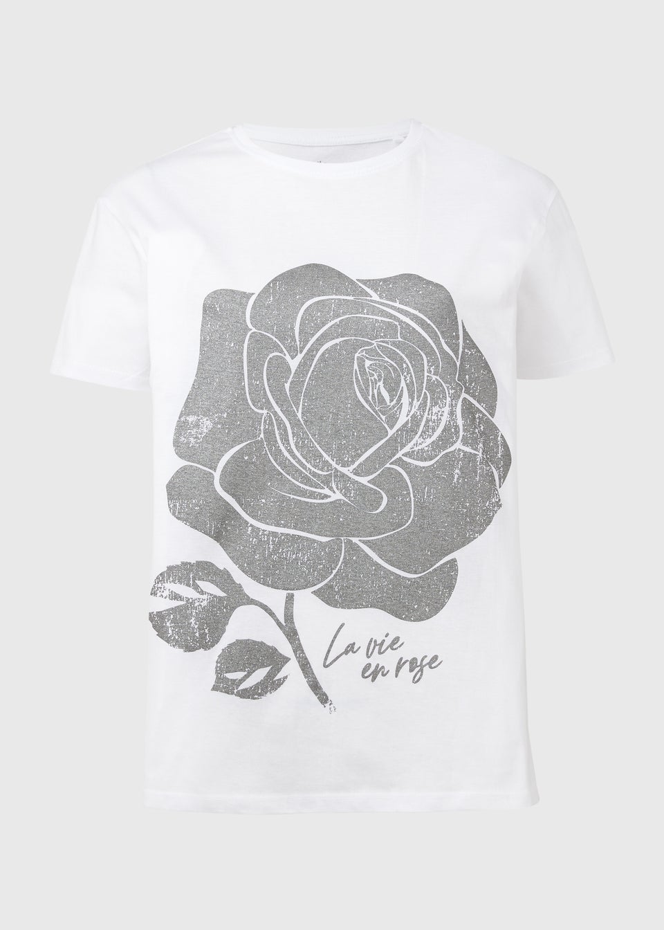 White Foil Rose T Shirt